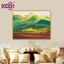 KS cross stitch 2019 new thread embroidery living room landscape painting European sofa triple painting giant mountain oil painting embroidery