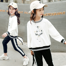 Girls sweater 2020 new spring and autumn Korean edition childrens clothing childrens long-sleeved Western style pullover womens big child casual top