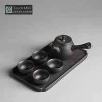 Touch Miss Japanese white mud side pot set simple rough pottery creative kung fu tea set personality gift box