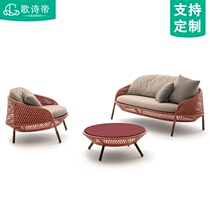 Outdoor furniture rattan sofa Designer garden Sun room Rattan leisure outdoor rattan chair Sofa combination Waterproof