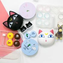 Transparent Contact Lens Box Female Beauty Pupil Box Containing Companion Care Automatic Cleaning Case Cute Multi-Accessory