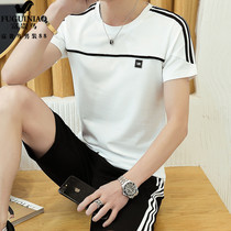 Rich Guido 2021 Summer Leisure Sports suit Mens Korean version Body Trendy Men Short Sleeve T-shirt Shorts Two Sets