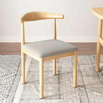 Dining chair backrest stool Home bedroom Nordic book table and chairs modern minimalist restaurant imitation solid wood iron art horn chairs