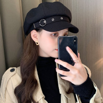 Berets womens Korean version Chains Chains Spring and autumn Inn Retro Japans Black Plum Painters Report Child Anise Hat Summer