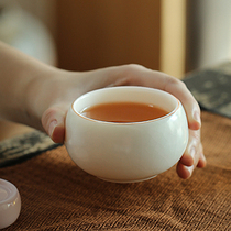 Shangfang Ru kiln white porcelain tea cup kung fu tea set handmade Cup Master Cup Single Cup Open piece large tea cup