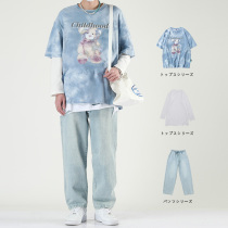 2021 Summer new Cubs short sleeves Mens Korean version loose casual Fashion T-shirt Ruffins Trend set of matching