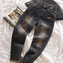 Daddy pants female 2019 new retro high waist loose leg small foot embroidery slim casual Harlan denim pants