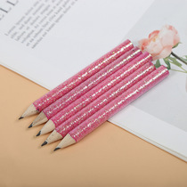 7 inch glitter pencil Pink glitter pencil personality shiny pencil Student pencil customization 100 pcs