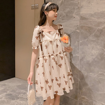 Pregnancy Woman Dress Summer Dress Cover Belly Big Code Loose Fashion Boomer Dresses 2022 New Small Subprinted One-piece Dress