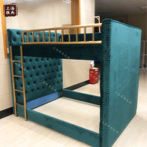 American simple high and low bed bunk bed childrens mother bed Nordic small apartment multi-functional storage net red princess bed