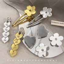 Mirror hairpin High level Loving Flowers Hairpin Side Liu Hai Clip Headwear Mesh Red Female Clip Summer Side Clip