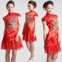 Break code 19 20 21 22] Red modified bridal cheongsam New toast womens short cheongsam dress wedding