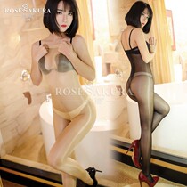 Open gear oil bright even pants socks sexy and smooth oil light sparkling pearls wrap chest-rub chest T Spice Conjoined Silk Stockings