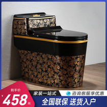  Household toilet siphon type black gold color luxury new Chinese style retro pumping personality creative ceramic seat toilet