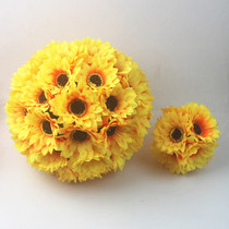 Emulated sun flower flower ball sunflower sphere Kindergarten arrangement sunflower flower ball hanging decoration Decorative silk flower fake flower ball