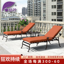 Outdoor recliner pool lounge outdoor beach chair cast aluminum hotel recliner terrace balcony lounge bed