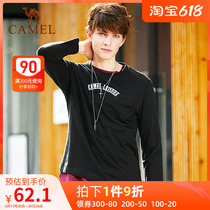 Breaking Code Sale Camel Mens Dress Long Sleeve T-Shirt Male Tide Trend Korean Version Fashion Casual Round Collar Pure blouses pure cotton