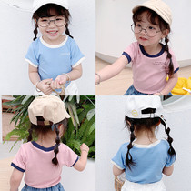 2022 casual fashion children dress girl T-shirt child foreign air short sleeve blouses baby 100 hitch bottom shirt 5513