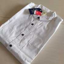 Original single tail mens white shirt washed denim short sleeve cotton shirt mens shirt blemish dirt can be washed off