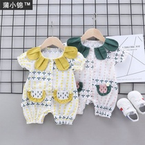 Summer new baby 100 days baby 0-3-9 months pure cotton short-sleeved super cute fashion out of one-piece