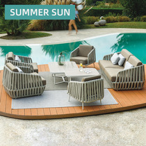 Outdoor rattan chair sofa rattan chicane Courtyard Balcony Balcony Tea Table Villa Open-air Hotel Garden Furniture Combined Leisure