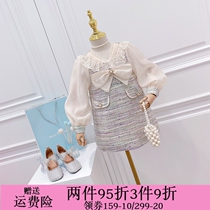 Girl Skirt Fall Girl Dress Girl Dress 2021 New Children Long Sleeve Small Fragrant Wind Princess Skirt Ocean Butterfly Knot