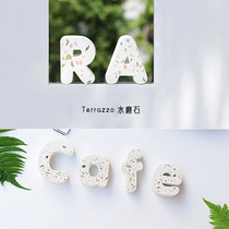Beautiful stay terrazzo cement letter LOGO signboard Italian door wall decoration cement English ornaments