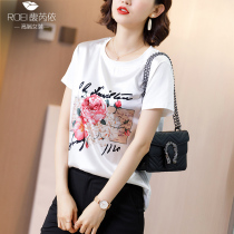 Heavy silk T-shirt female Summer 2020 new short sleeve loose foreign style European small shirt mulberry silk stitching top