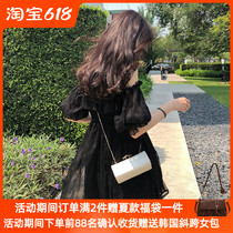 Herben Windy Dress Woman 2021 Summer new French style sweets with a small black dress with a small black dress