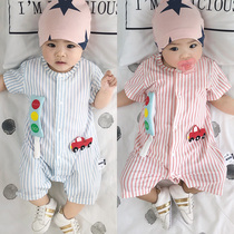 1 baby clothes 0-year-old baby Xia thin summer summer dress male one-piece clothes out for summer womens full moon suits handsome and thin