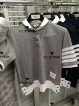 Japan thom browne 18ss spring and summer TB round neck short sleeve polo shirt cotton men and women T-shirt tee tee