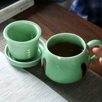 Green Porcelain Tea Cup Home Tea Set Chinese Office Mug Ceramic Filter Tea Mark Cup with cover Dot Colorful Tuk-tuk