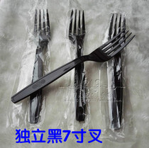 Disposable fruit fork 7 inch fork plastic cake fork Long handle fruit tea fork 18cm four tooth fork thickened fork