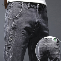 Winter men's jeans autumn and winter fashion brand slim feet nine-point pants Guangzhou Xintang Town 9-point pants men