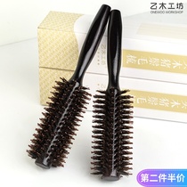 Pig mane curly hair comb inner buckle household blow styling comb Pear flower head cylindrical curls roll comb hair shop comb Wooden comb