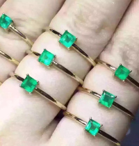 Minimalist ring small square female ring female ring alive 925 silver gilded 3mm natural ancestral green ring gift