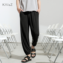 2021 autumn modal casual pants mens straight trend hanging mask pants casual versatile nine-point pair of leg pants