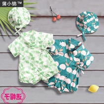 Baby monk clothes Summer newborn bag fart clothes Thin short-sleeved baby jumpsuit Summer coat Gauze suit