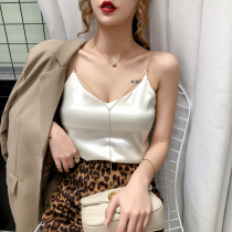 Satin camisole vest female Spring and Autumn Silk bottoming sexy chain outside wearing small vest professional suit suit