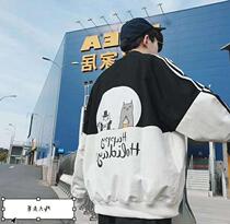  Autumn and winter ins super fire jacket male Korean version loose bf wind student couple outfit boy jacket pilot coat