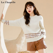 Lasciabel official flagship store 2021 Winter new jacquard cover headsweater female loose knitted sweatshirt laminated wear