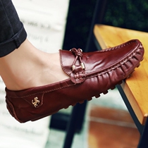 Hong Kong Summer Le Foy Bean Shoes Men Leather Trend Soft Soft Soft Soft Soft Soft-end Driving Flat-bottom Lazy Leisure Shoes Men