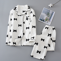 Spring and autumn women thick cotton long sleeve home clothing autumn and winter air cotton cotton cotton set Japanese fresh pajamas