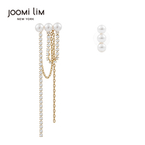 (Cheng Xiao same model) JOOMi LiM pearl tassel earrings 2021 New Tide niche earring asymmetry