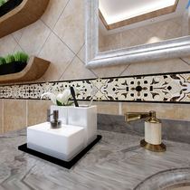 Tile waist line stickers Self-adhesive waterproof washroom Kitchen Wall Brick Marble decorated with floor tiles Wave lead