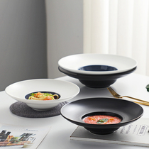 Hotel commercial straw hat plate ceramic household pasta UFO plate creative Western salad plate shallow vegetable plate shallow soup plate