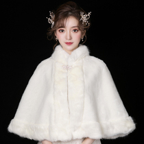 Bridal wedding wool shawl winter new white large size warm cloak Wedding banquet cloak wedding coat female