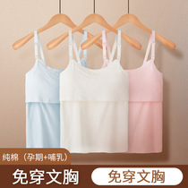 Lactation Vest Pure Cotton Pregnant Woman Pregnant pregnant woman Breastfeeding Underwear Out Fashion Blouse Spring Autumn Thin summer beating undershirt woman