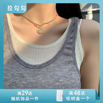 European and American Metal Sensation Necklace Personality Creative Lukewarm Wind Man Avatar Neck Chain Retro Brief short Lock Bone Chain 1084