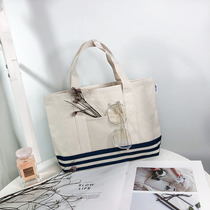 Hipster Navy style stripe Hand bag waterproof student remedial bag lunch box bag carry bag environmental shopping bag